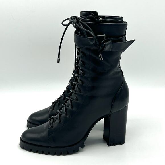 Like New Alexandre Birman Black Evelyn Boot Lace-up High Heel Waterproof Size 36 - Picture 4 of 10